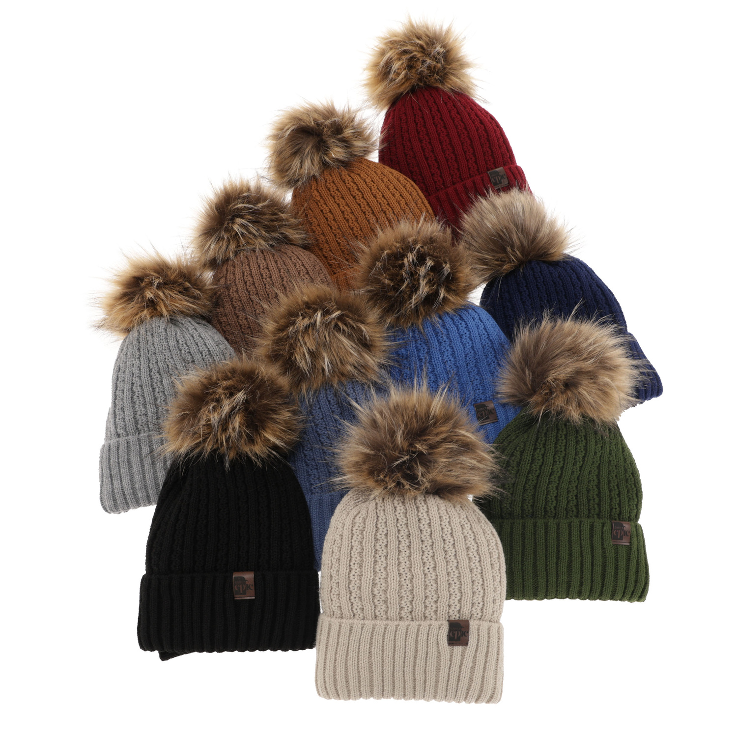 Jongens winter set, bruin, met garen pompon, Lars