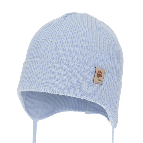 Poikien syys/kevät pipo, vaaleansininen, nauhoilla, 100% puuvilla, Elmar