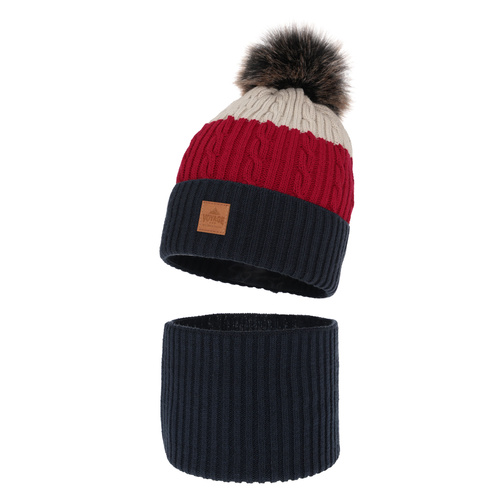 Jongens winter set, blauw, met garen pompon, Luxor