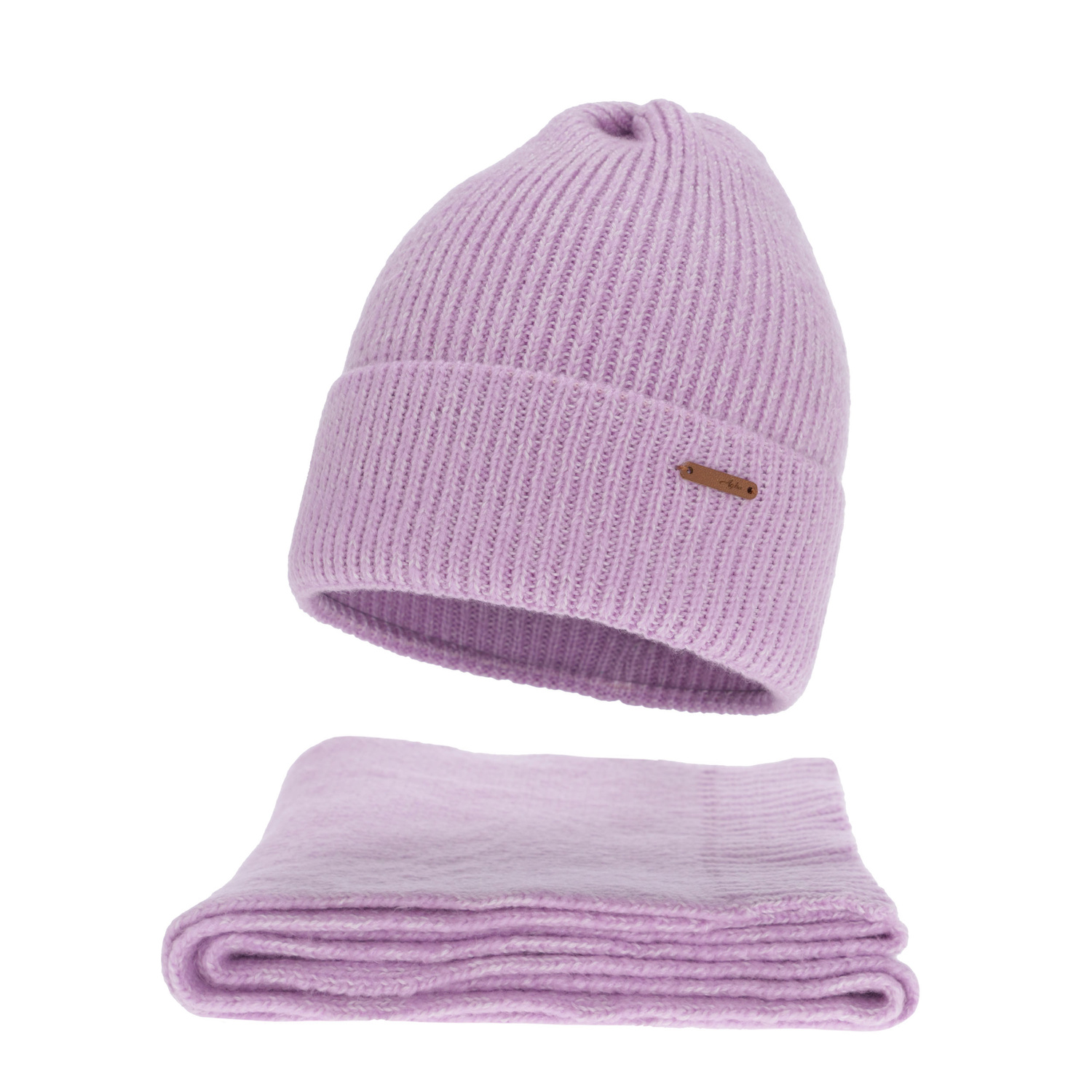 Naisten talvisetti: pipo ja huivi, fioletowy, merinovillalla, Seala