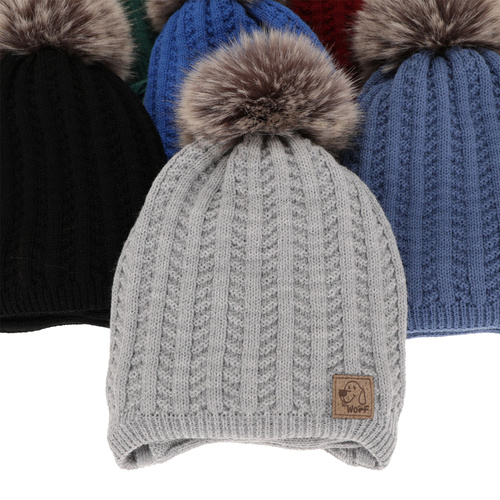 Jongens winter set, beige, met garen pompon, Endo