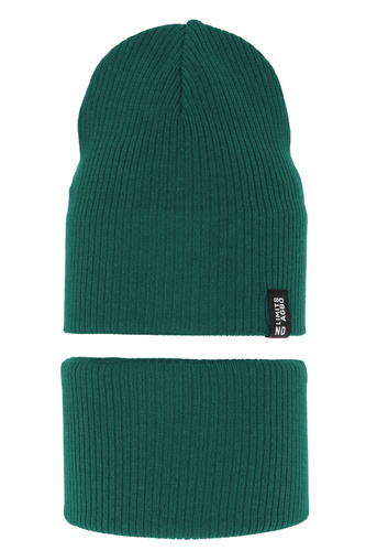 Jongens herfst/lente set muts en buissjaal, puuvillalla, szmaragdowy, Tunis