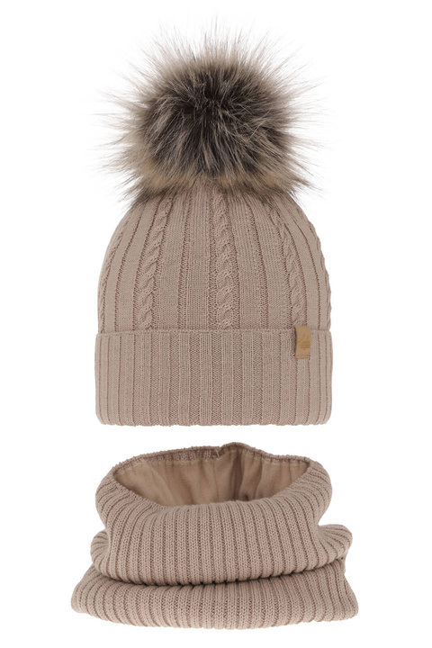 Meisjes winter set, beige, met merinowol, Mirabel