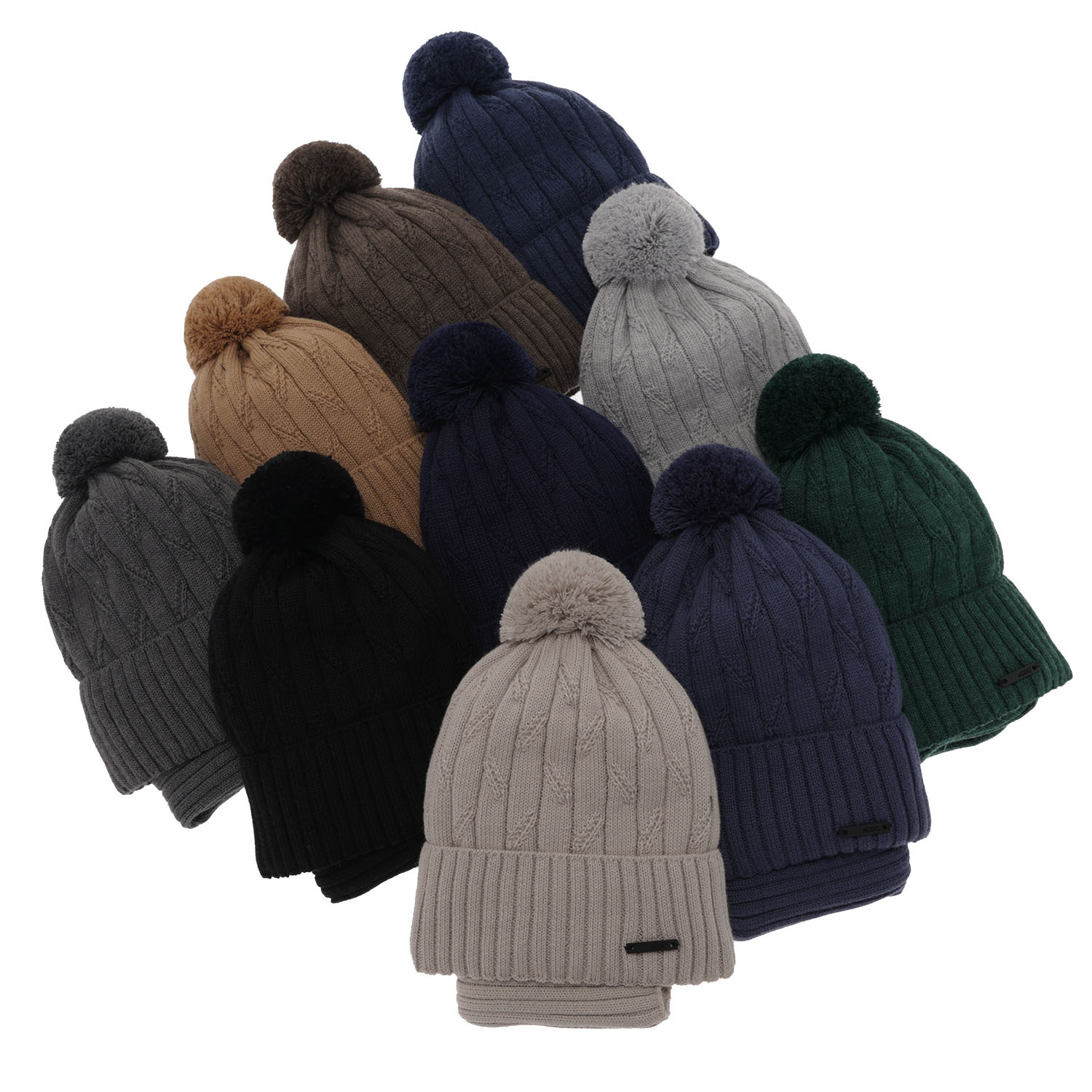 Jongens winter set, camel, met garen pompon, met merinowol, Talar