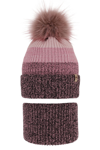 Meisjes winter set, zwart, met garen pompon, Gimena