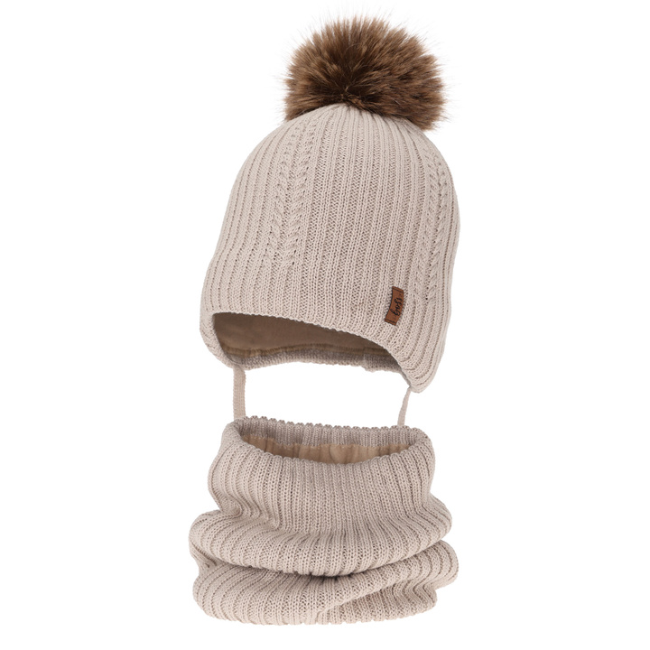 Jongens winter set, beige, met merinowol, met bindkoorden, Zongo