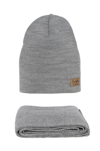 Dames herfst/lente set muts en sjaal, grijs, Zula