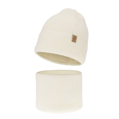 Meisjes winter set muts en buissjaal, kremowy, Edera