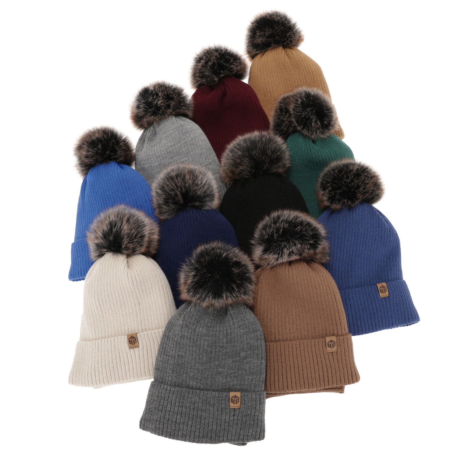 Jongens winter set, grijs, met garen pompon, Wizar