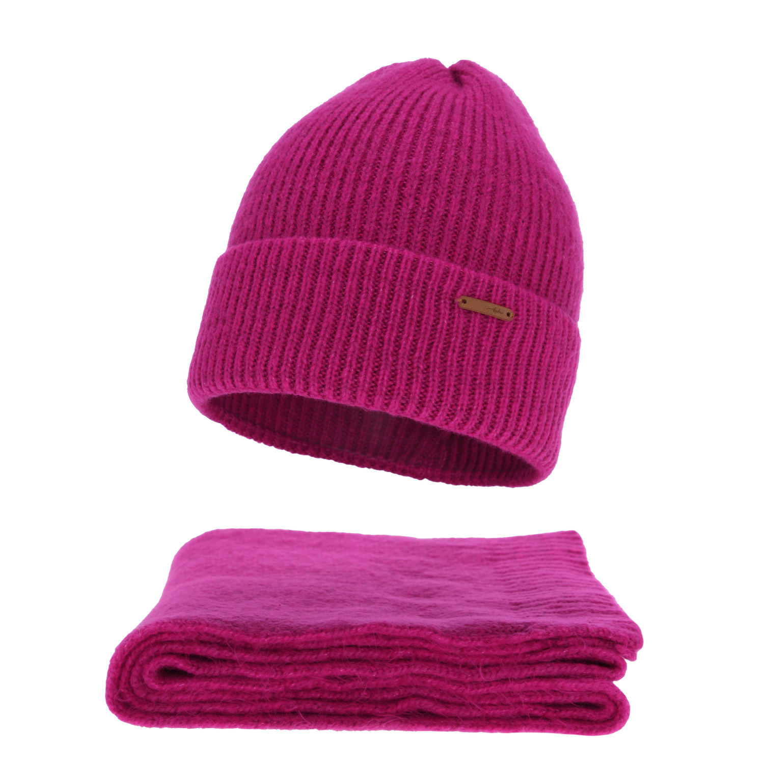 Naisten talvisetti (pipo ja huivi), amarantowy, merinovillalla, Seala