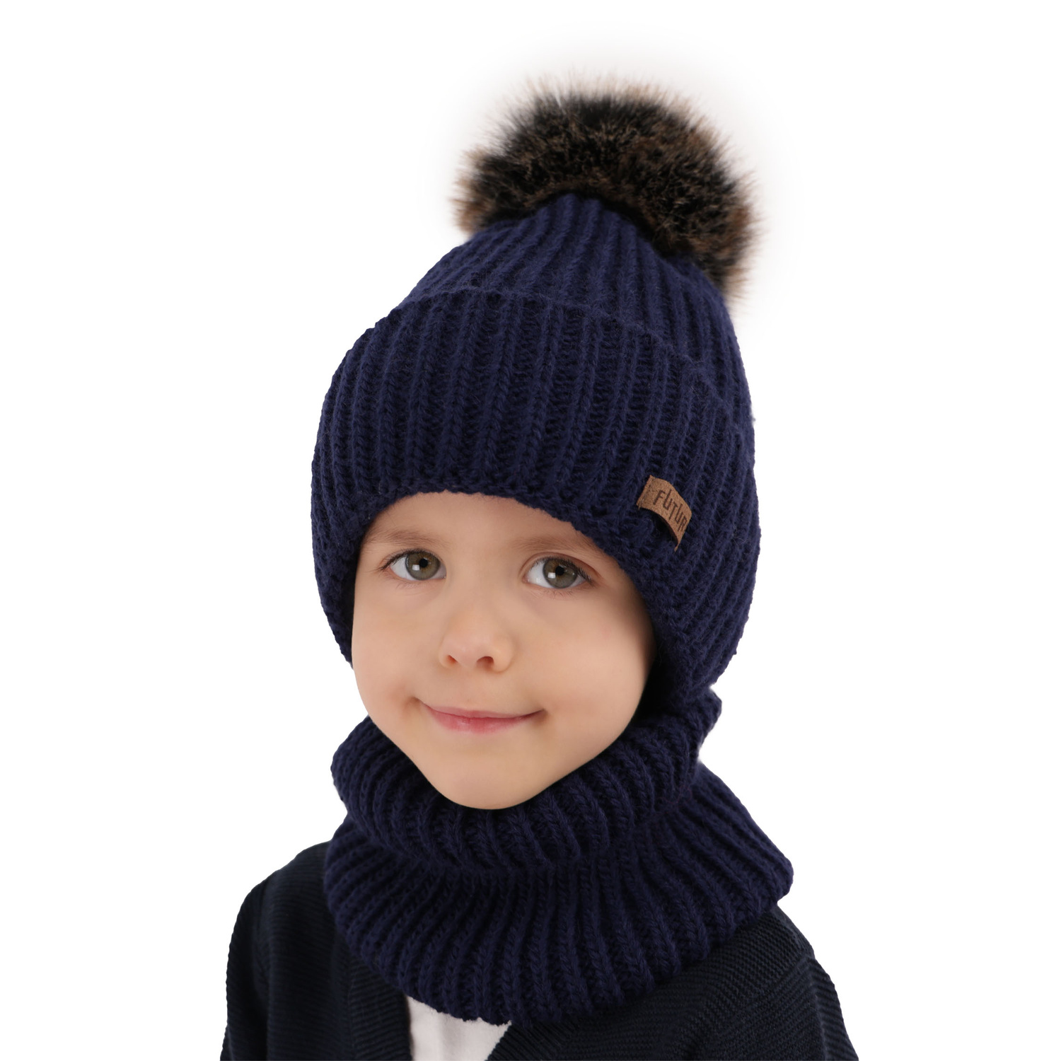 Jongens winter set, groen, met garen pompon, Wonder