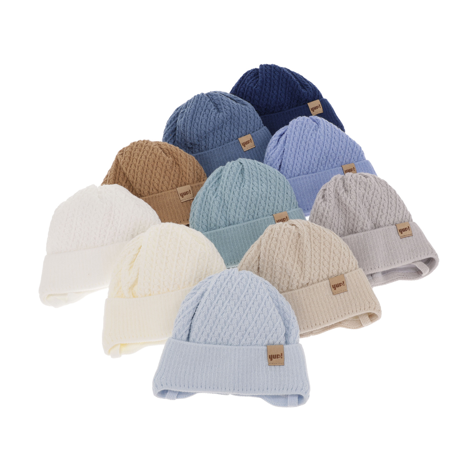 Jongens herfst/lente muts, blauw, met bindkoorden, David