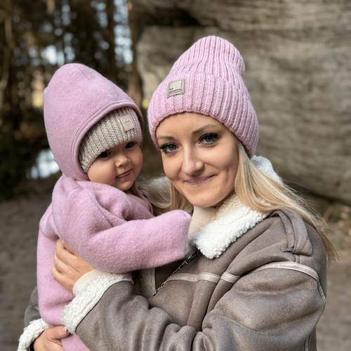 Dames wintermuts, donker beige, met merinowol, Benedetta