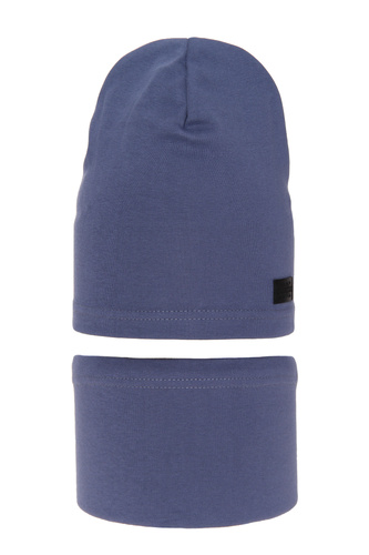 Jongens herfst/lente set muts en buissjaal, blauw, gemaakt van katoen, Frizi