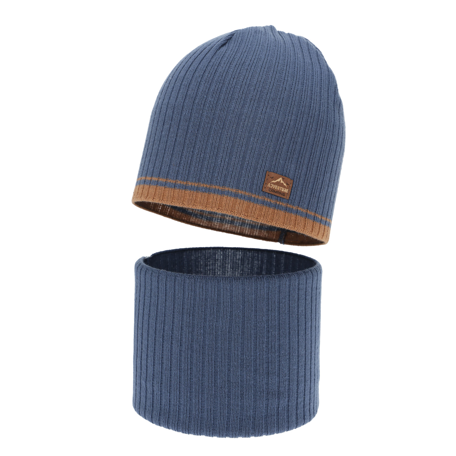 Poikien syys/kevät setti: pipo ja putkihuivi, sininen, puuvillalla, Eirik