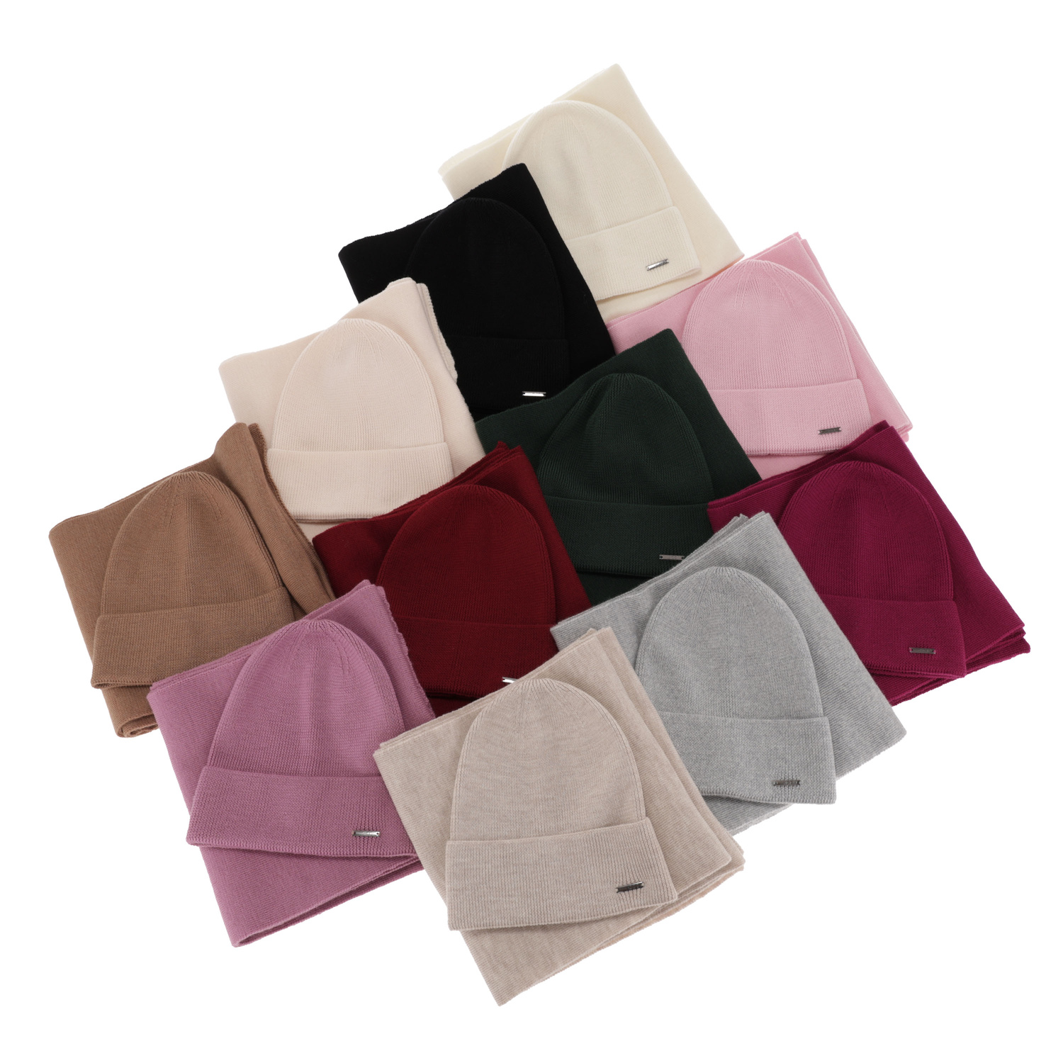 Dames winter set muts en sjaal, grijs, 100% Merino Wol, Melpomena