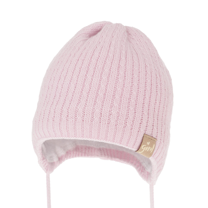 Meisjes herfst/lente muts, lila, met bindkoorden, Cheri