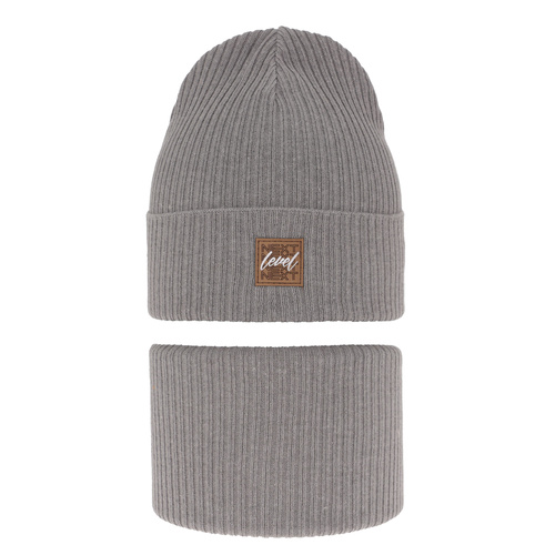 Jongens herfst/lente set muts en buissjaal, puuvillalla, lichtgrijs, Fenix