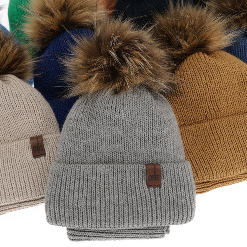 Jongens winter set, rood, met garen pompon, Modus