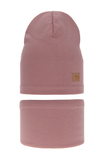 Meisjes herfst/lente set muts en buissjaal, wrzosowy, bawełniany, Selfie