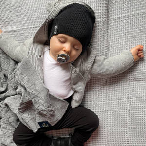 Jongens herfst/lente set muts en buissjaal, puuvillalla, zwart, Tunis