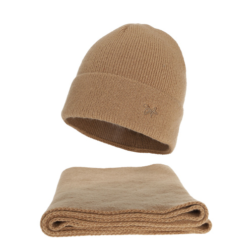 Naisten talvisetti: pipo ja huivi, camel, Rava