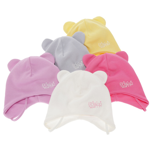 Tyttöjen syys/kevät pipo, keltainen, puuvilla, nauhoilla, Kelda