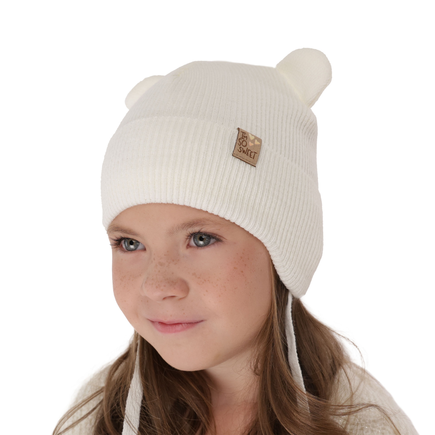 Meisjes herfst/lente muts, paars, met bindkoorden, Noemi