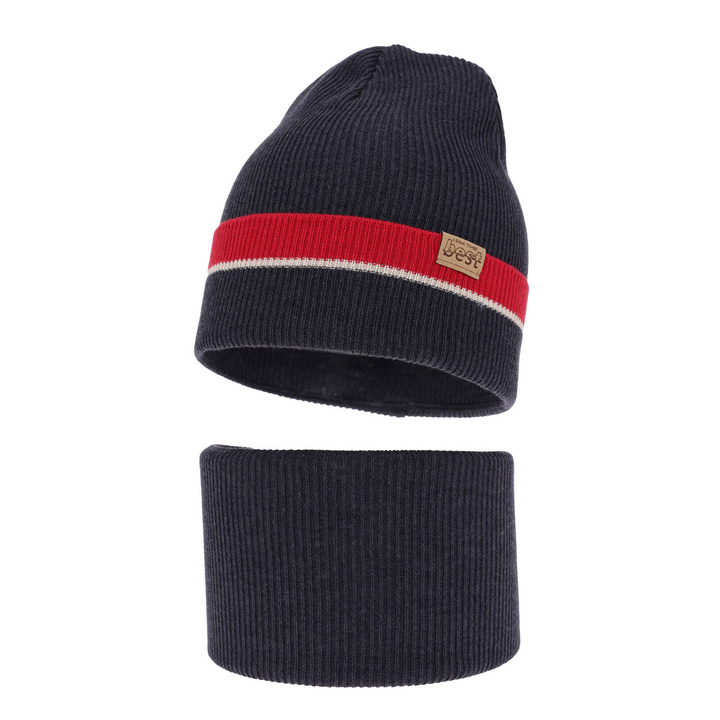 Jongens herfst/lente set muts en buissjaal, puuvillalla, blauw, Antonio