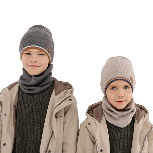 Jongens herfst/lente set muts en buissjaal, puuvillalla, blauw, katoenen, London