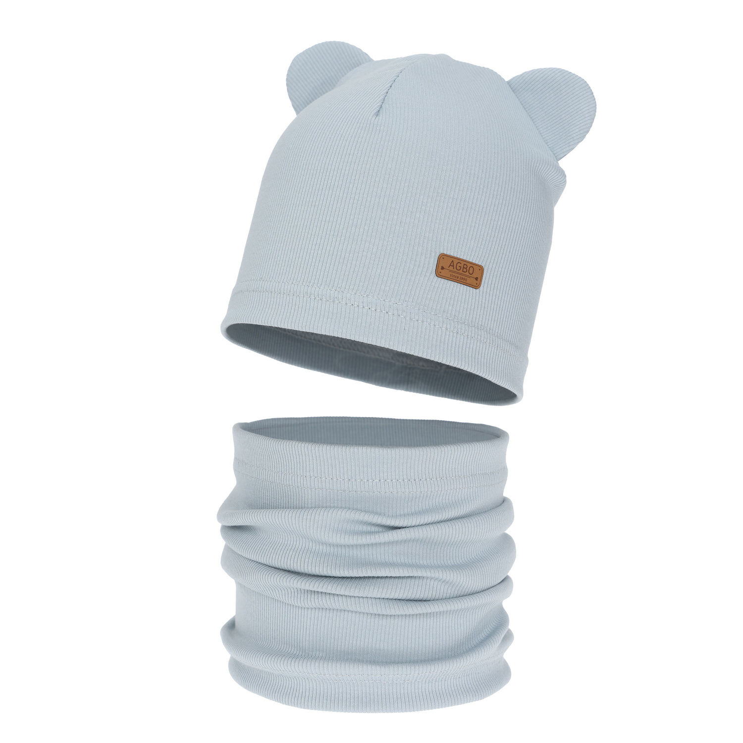 Tyttöjen syys/kevät setti: pipo ja putkihuivi, puuvillainen, harmaa Georgea