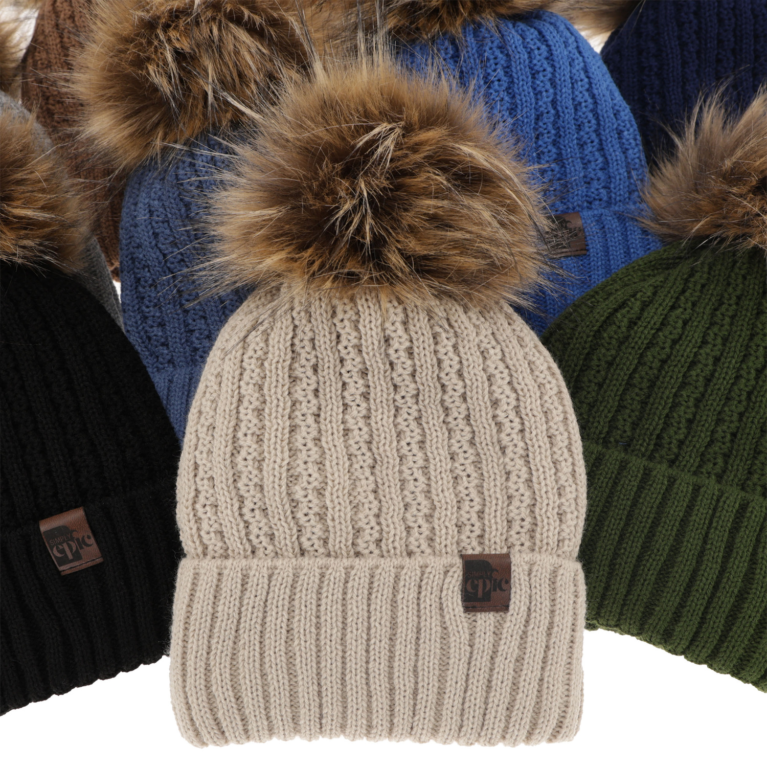 Jongens winter set, bruin, met garen pompon, Lars