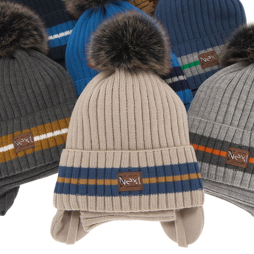 Jongens winter set, grijs, met garen pompon, Echo