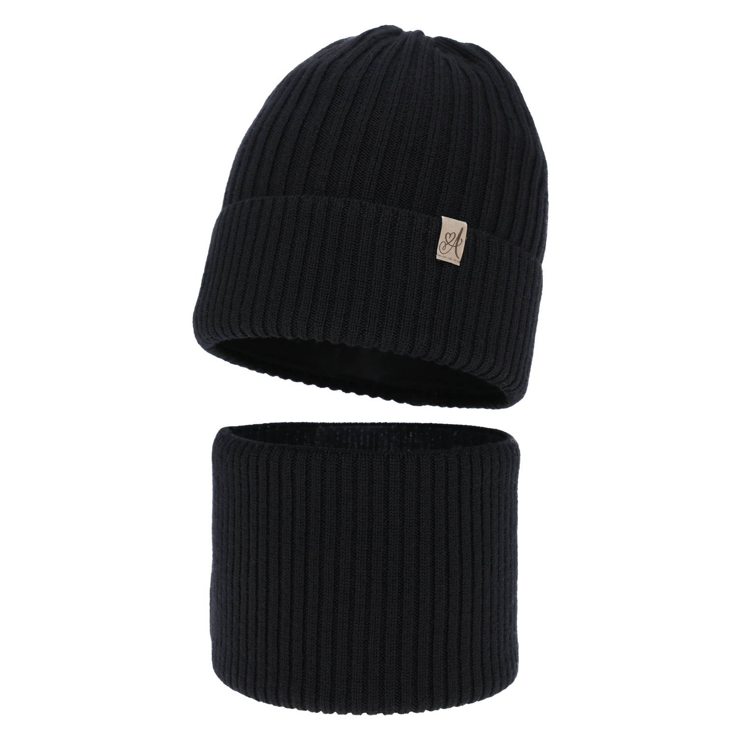 Meisjes winter set, zwart, 100% Merino Wol, Patricia