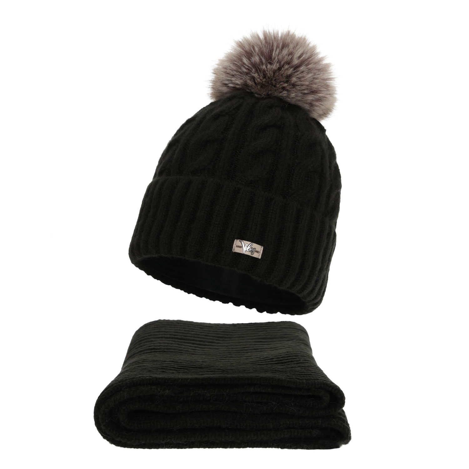 Naisten talvisetti: pipo ja huivi, czarny, Lunetta