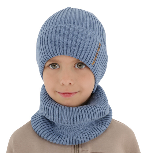 Poikien pipo ja kauluri syksy, kevät setti, , puuvillalla, sininen, Norwin