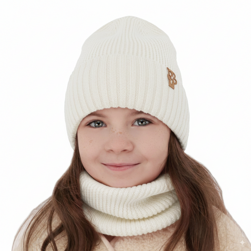 Meisjes winter set, wit, 100% Merino Wol, Nelita