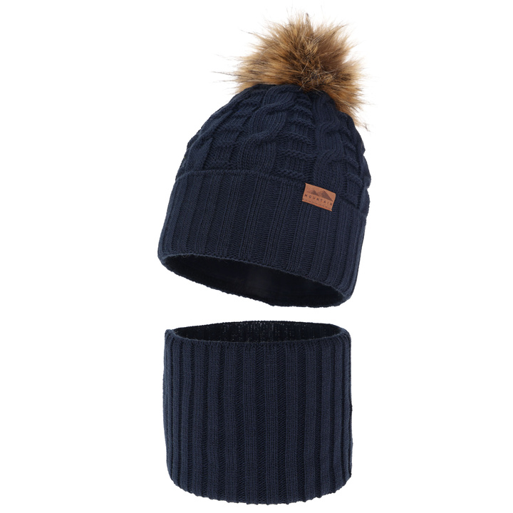 Jongens winter set, blauw, met garen pompon, Cent