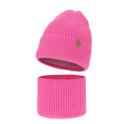 Meisjes winter set muts en buissjaal, roze, Edera