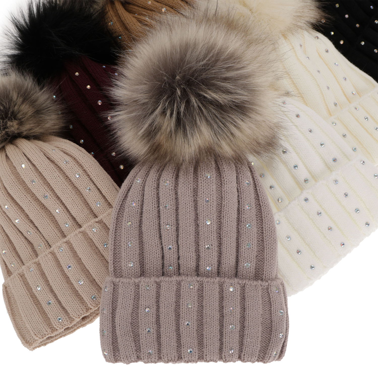 Dames wintermuts, bordoux, met garen pompon, Mada