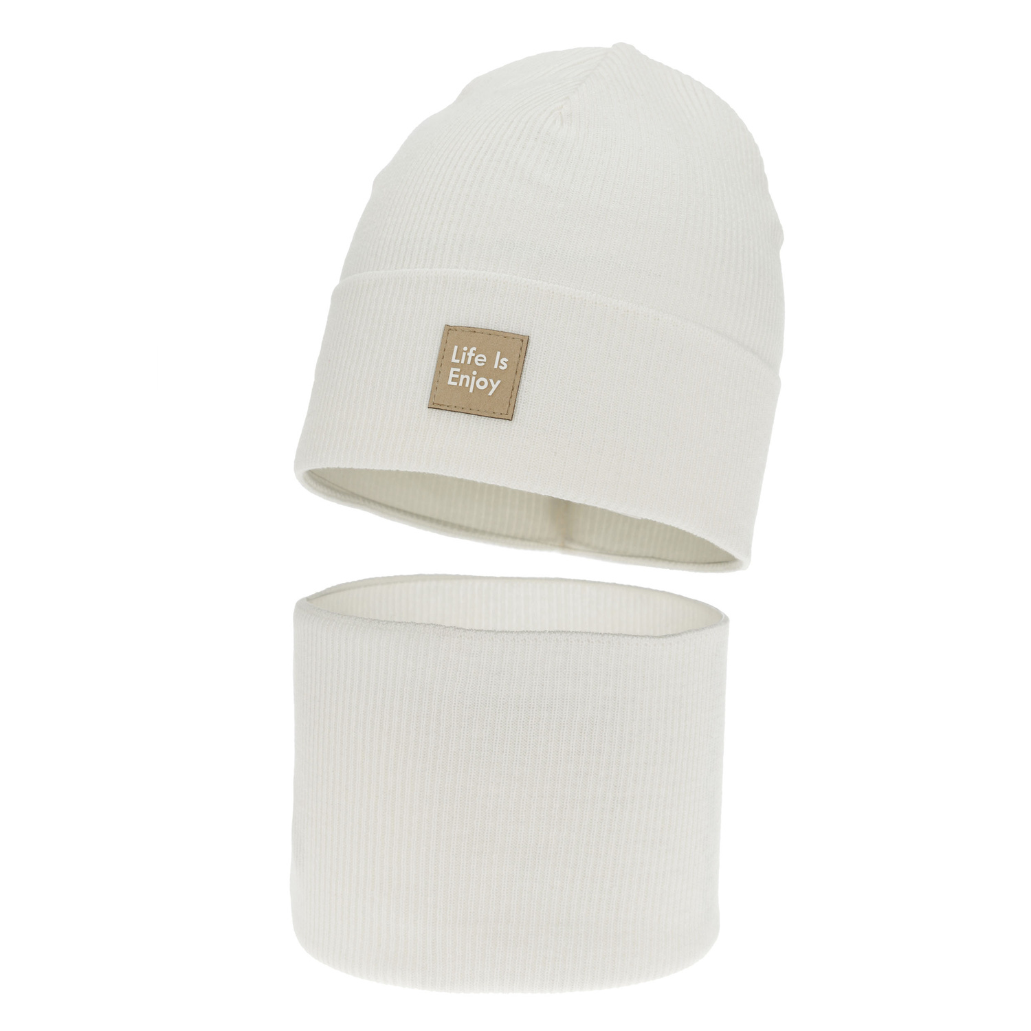 Tyttöjen syys/kevät setti: pipo ja putkihuivi, puuvillalla, kremowy, Zola