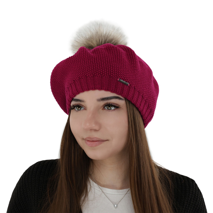 Dames wintermuts, roze, met merinowol, Bonnie