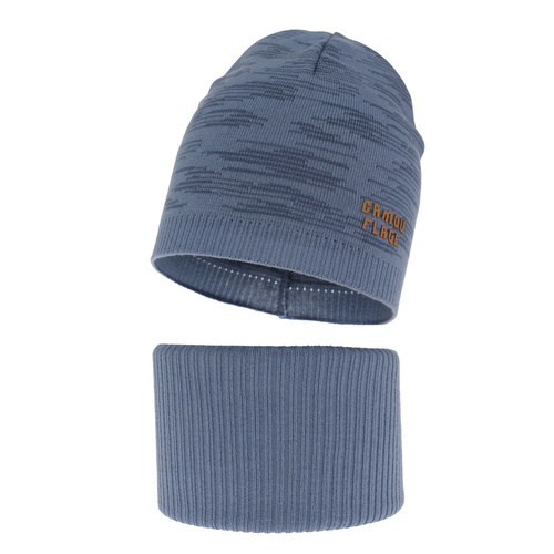 Jongens herfst/lente set muts en buissjaal, puuvillalla, blauw, Carter