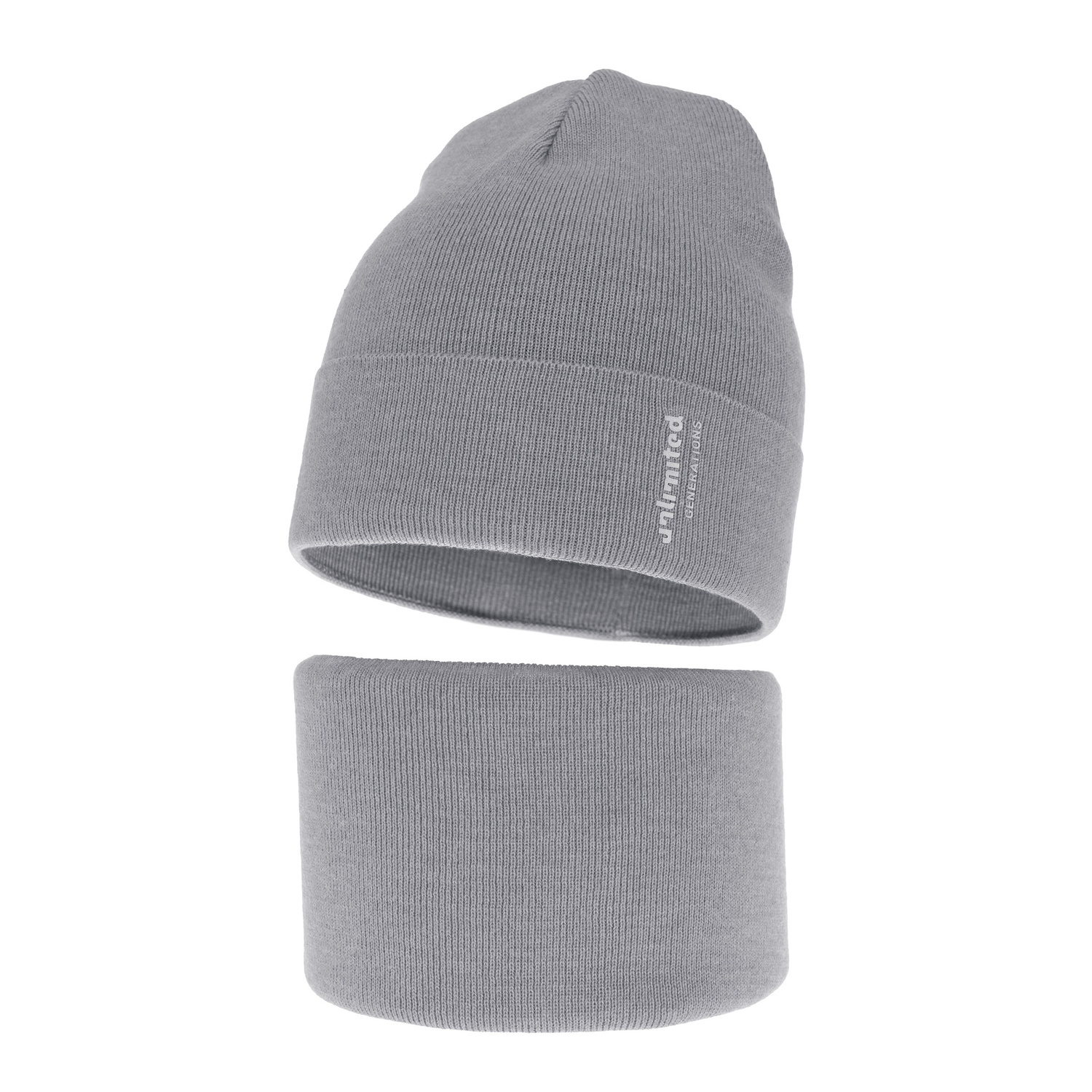 Jongens herfst/lente set muts en buissjaal, puuvillalla, grijs, Timothe