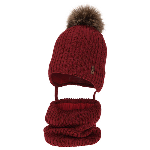 Jongens winter set, bordeaux, met merinowol, met bindkoorden, Zongo