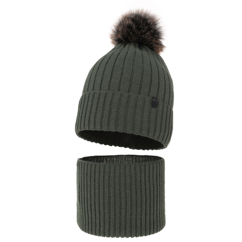 Jongens winter set, groen, met garen pompon, Relax