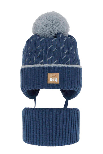 Jongens winter set, blauw, met garen pompon, Pikolo
