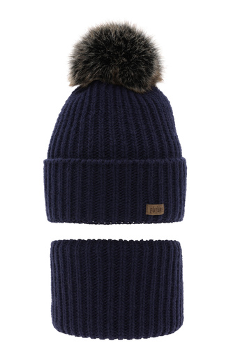 Jongens winter set, blauw, met garen pompon, Wonder