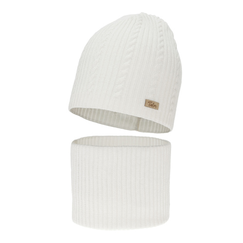 Tyttöjen syys/kevät setti: pipo ja putkihuivi, kremowy, puuvillalla, Ordesa