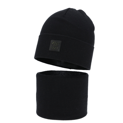 Poikien syys/kevät setti: pipo ja putkihuivi, puuvillalla, harmaa, Jonas